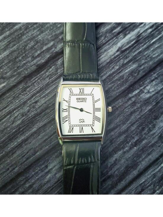 Other - RARE Men's Vintage Seiko Tank‎ Barrel Silver White Watch